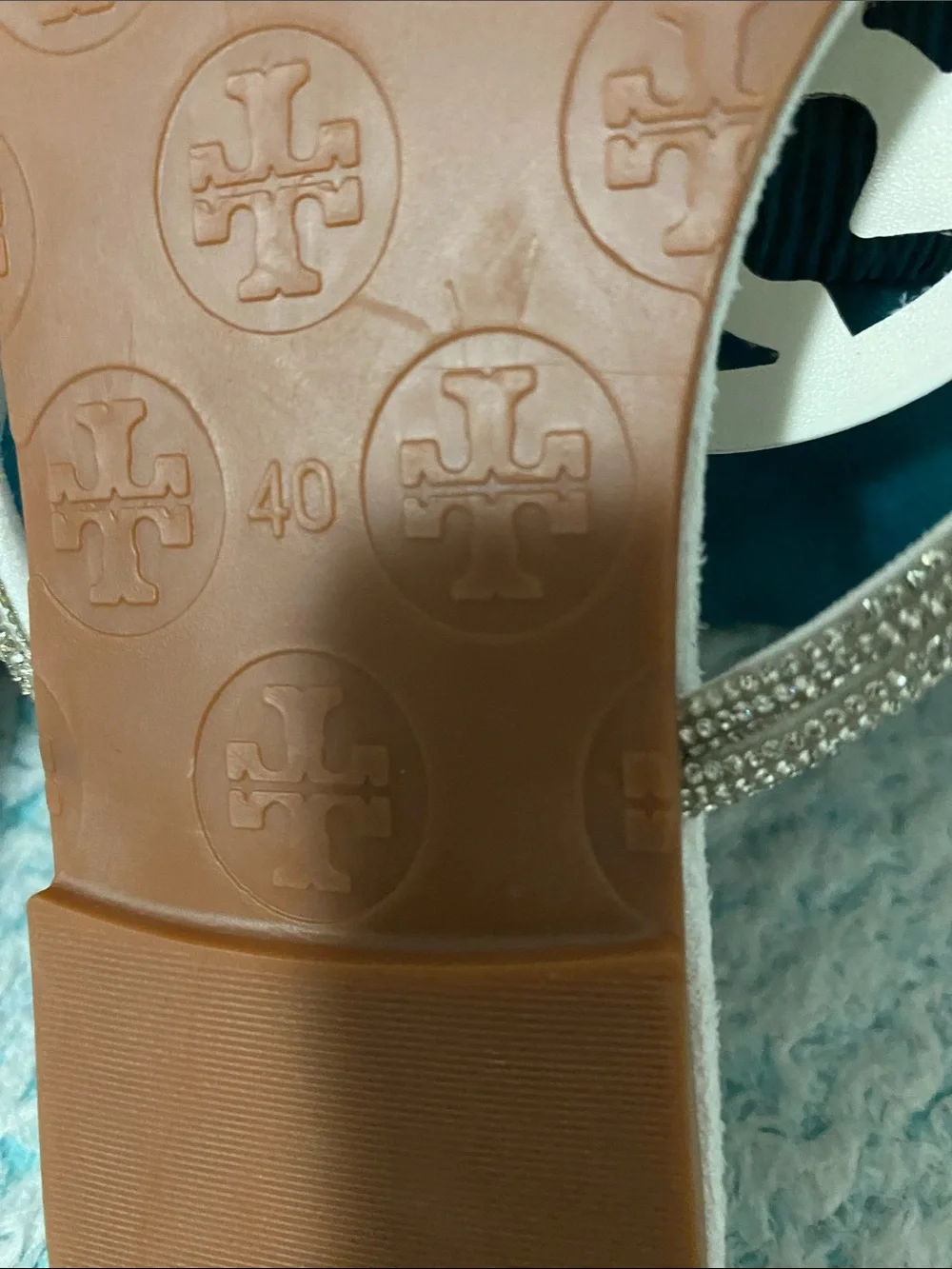 Tory Burch White Crystal-Embellished Miller Thong Sandals
